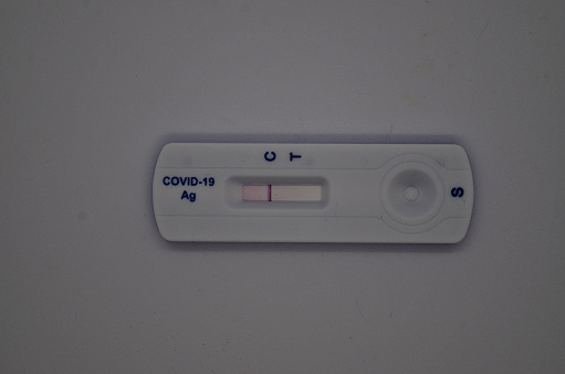 Negative covid-19 self-test. Pink line. Coronavirus pandemic.