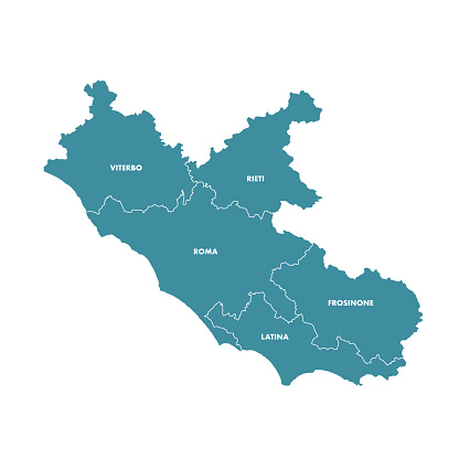 Map of Lazio with provinces isolated on white background. Vector Illustration - easy to edit, manipulate, resize or colorize.