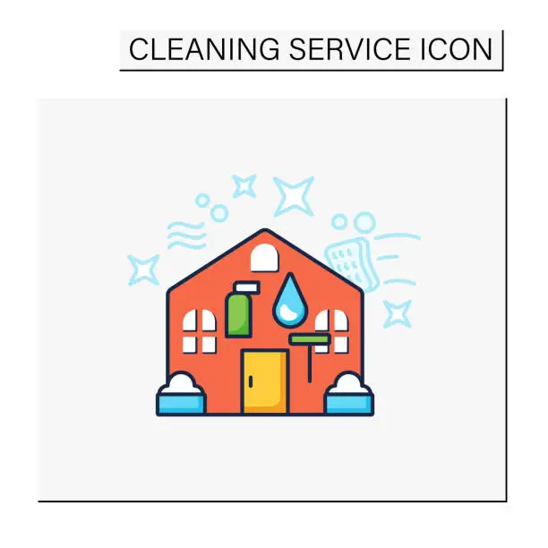 Vector illustration of Exterior cleaning color icon