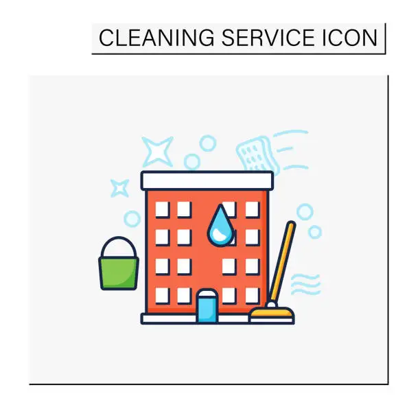Vector illustration of Apartment cleaning color icon