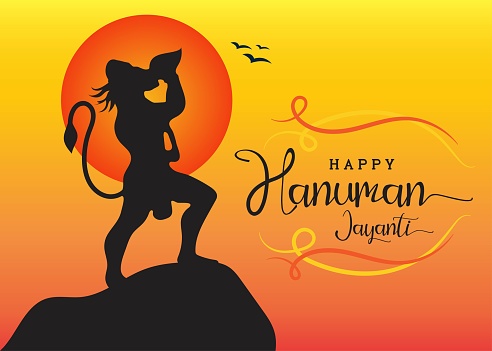 Happy Hanuman Jayanti Poster Wallpaper Hindu God Silhouette Background  Banner Vector Stock Illustration - Download Image Now - iStock