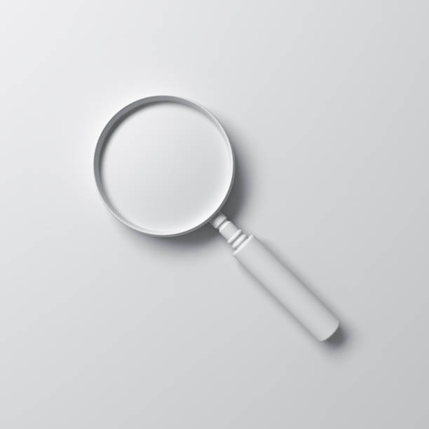 Abstract magnifying glass isolated on white background with shadow minimal concept