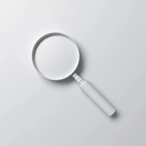 Photo of Abstract magnifying glass isolated on white background with shadow minimal concept