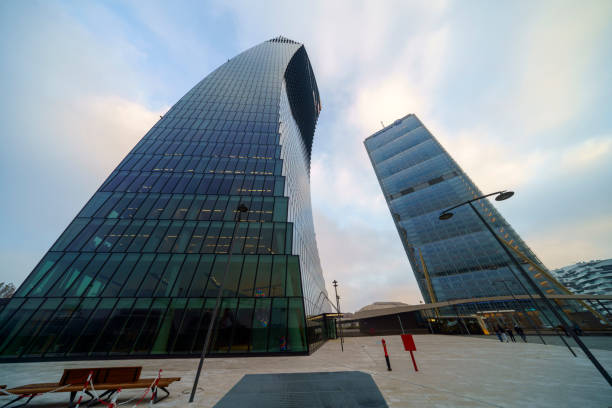 Milan, Italy - December 3, 2020: Milan, Italy: modern Citylife park with Isozaki, Hadid and Libeskind towers