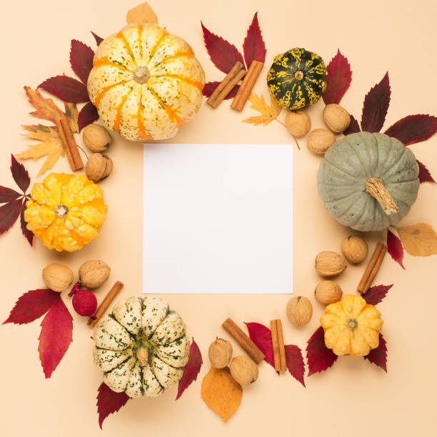 istock Creative autumn, thanksgiving, fall, halloween concept. Top view, copy space. 1314001199