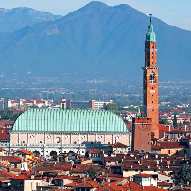 basilica palladiana designed by palladio architect is a famous monument in vicenza city in italy - palladian imagens e fotografias de stock