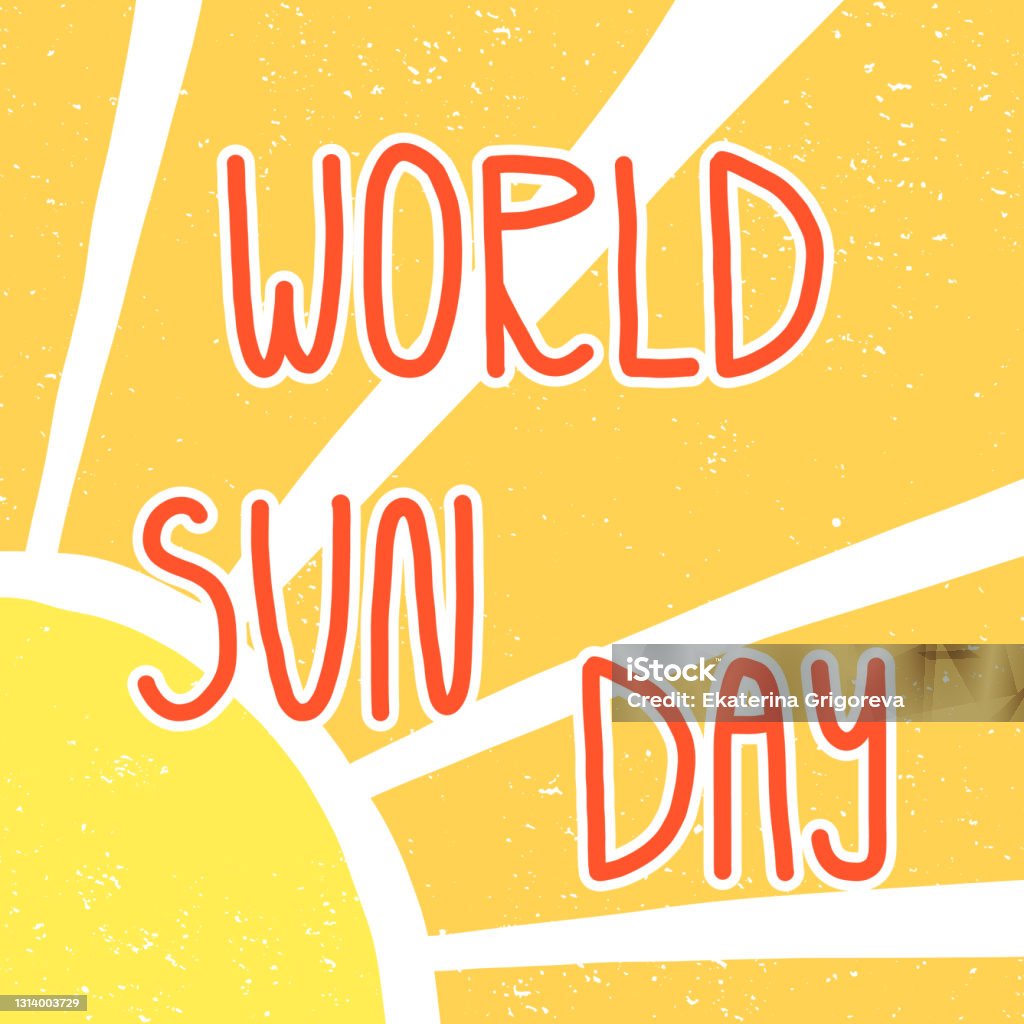 Vetores de Letras De Mão Do Dia Mundial Do Sol E Sol Nascente