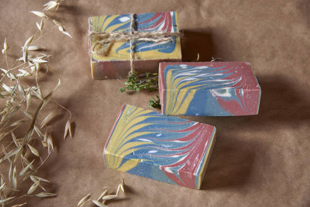 istock Fragrant multicolored organic handmade soap and spikelets of oats . 1314008229
