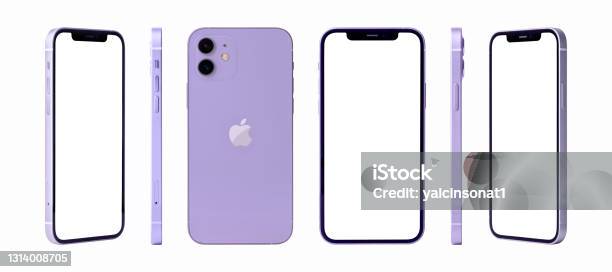 Newly Released Iphone 12 White Color Mockup Set With Different Angles Stock Photo - Download Image Now