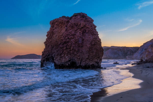 istock Fyriplaka beach on sunset, Milos island, Cyclades, Greece 1314012085