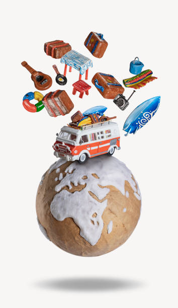 istock Motor home camper driving on the earth globe on vacations 1314012155