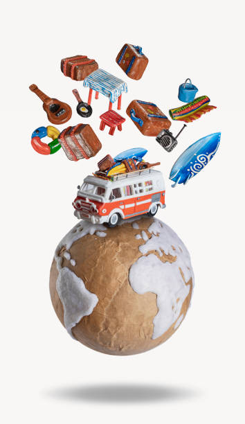 istock Motor home camper driving on the earth globe on vacations 1314012278