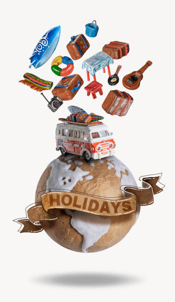 istock Motor home camper driving on the earth globe on vacations 1314012385