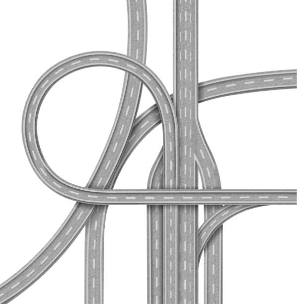 ilustraciones, imágenes clip art, dibujos animados e iconos de stock de carreteras y autopista larga - two lane highway illustrations