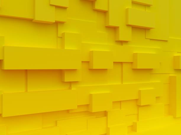 istock Minimal geometric background. Yellow presentation surface. A wall of yellow blocks. Abstract futuristic background. 3D rendering 1314018151