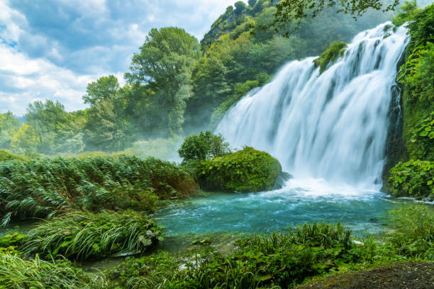 Marmore falls, Marmore Waterfall, in Umbria region, Italy stock photo