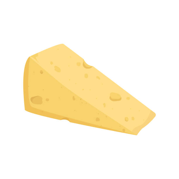 Yellow cheese icon with holes. Delicious healthy snack. Dairy products, a source of calcium Yellow cheese icon with holes. Delicious healthy snack. Dairy products, a source of calcium. Vector flat illustration portion cut out cheese part of stock illustrations