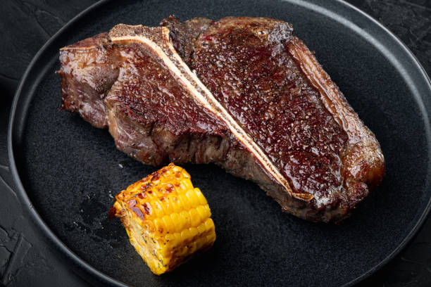istock Dry Aged Barbecue Porterhouse Steak T-bone, on plate 1314023272