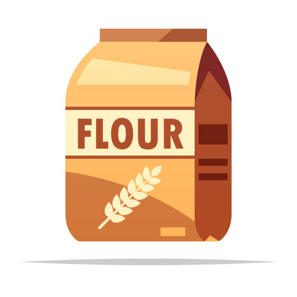 ilustrações, clipart, desenhos animados e ícones de saco de vetor de farinha de trigo ilustração isolada - farinha de aveia