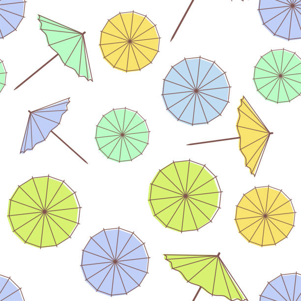 カクテル傘付きのベクターサマーシームレスパターン。 - drink umbrella点のイラスト素材／クリップアート素材／マンガ素材／アイコン素材