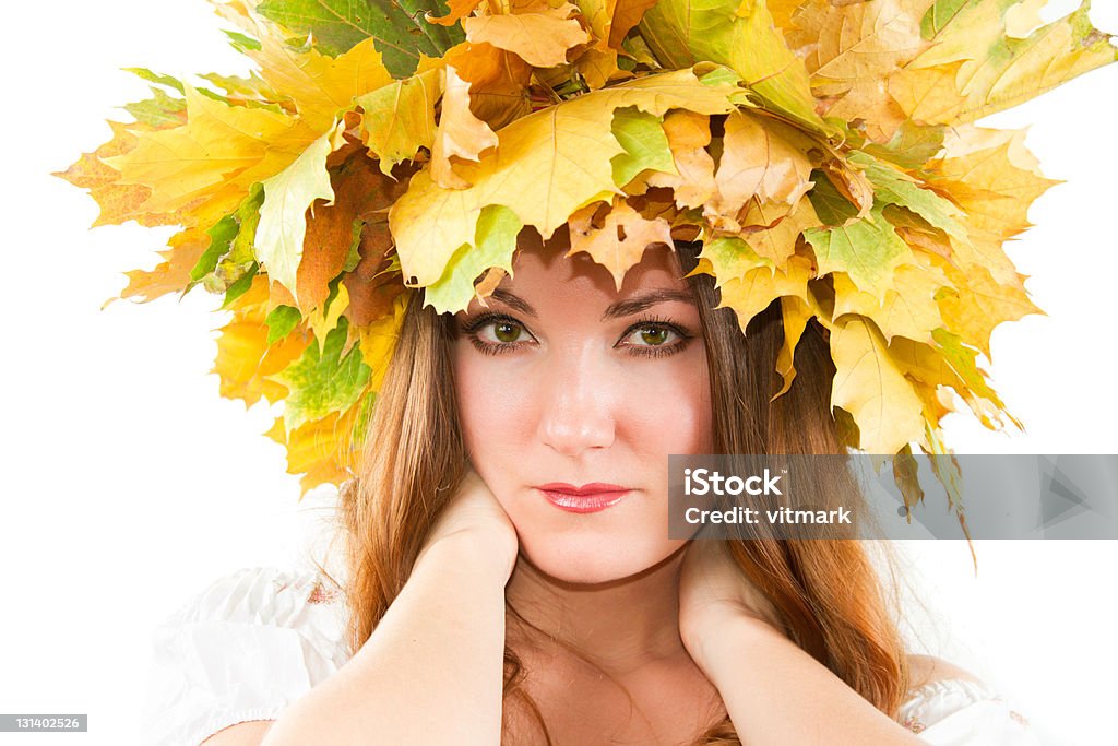 Automne femme sexuelle Couronne florale de feuilles d'érable - Photo de Adulte libre de droits