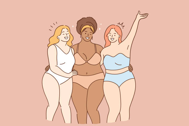 ilustrações de stock, clip art, desenhos animados e ícones de body acceptance, body positivity and diversity concept - body positive