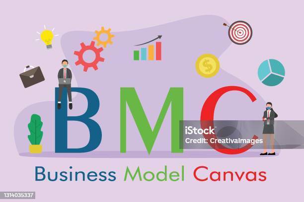Bmc Model Icon Business Model Canvas Bmc 2d Flat Vector Stock Illustration - Download ...