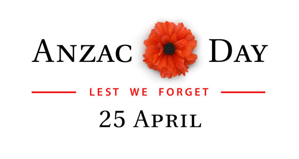 aznak day - lest we forget. nationalfeiertag von australien und neuseeland. gratulation banner, plakat mit rotem mohn und text. historisches datum. 25. april. gedenktag - war symbols of peace conflict army stock-grafiken, -clipart, -cartoons und -symbole