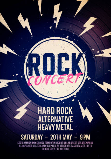 Vector Illustration Rock Concert Poster With Text, LP And Grunge Effect. Vector Illustration Rock Concert Poster With Text, LP And Grunge Effect. punk music stock illustrations