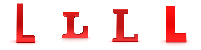 L letter red 3d alphabet text capital letter sign symbol render graphic