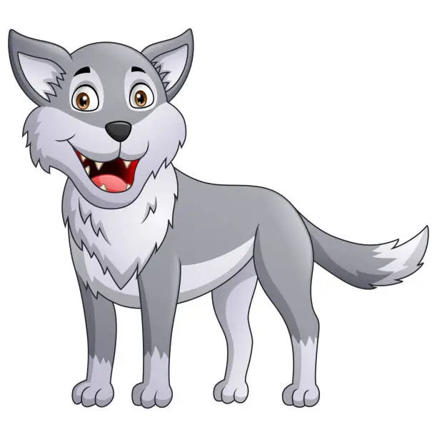 Vector illustration of Cute wolf cartoon