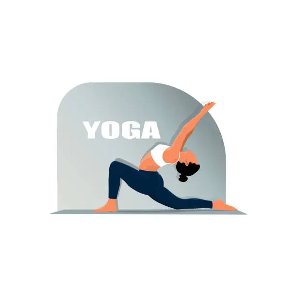 Vector illustration of Detailed vector illustration of woman practicing yoga against white background depicting healthy lifestyle