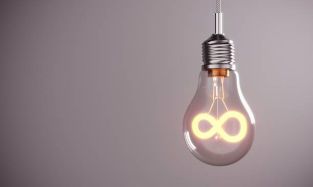 Infinity Symbol In Light Bulb Infinity symbol in the glowing light bulb. (3d render) eternity stock pictures, royalty-free photos & images