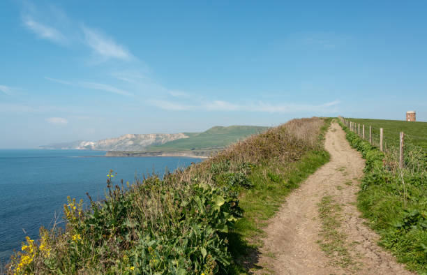 The footpath leading down to Dane’s Dyke, an inlet near to Bridlington on the East Coast of England in Yorkshire.