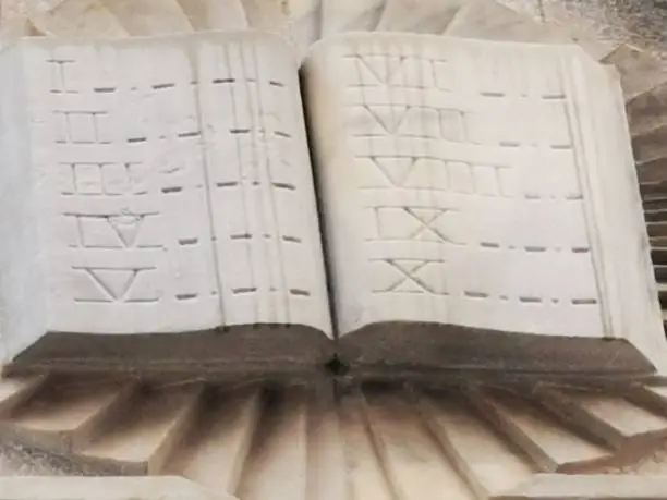 Ten commandments carved in stone on a synagogue