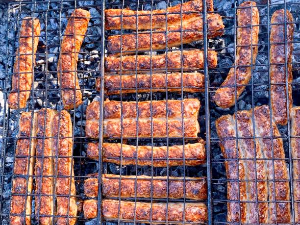 istock Pork sausages on coals 1314045526