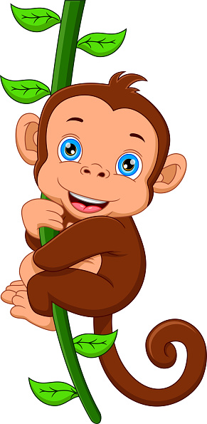Cute Monkey Cartoon Posing And Smiling Stock Illustration - Download Image  Now - Ape, Monkey, Small - iStock