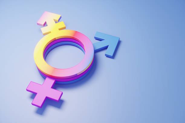 Gender Symbols Crowd of people shaped like gender symbosl. (3d render) gender symbol stock pictures, royalty-free photos & images