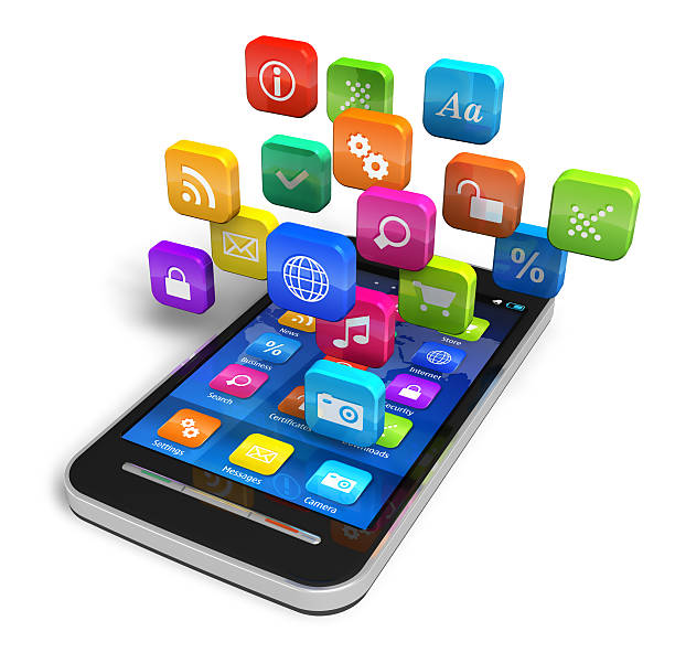 istock Smartphone with cloud of application icons 131404860