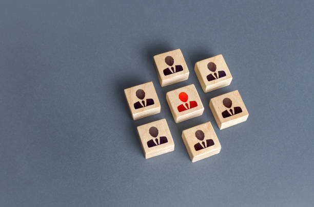 istock Ordered set of people around the leader. Combining to achieve a goal. Unity. Teamwork cooperation. Business personnel management. Team building. Recruiting human resources. Autonomy performance. 1314050692