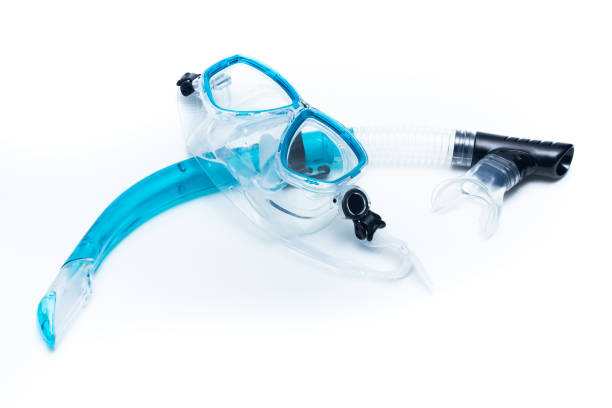 istock Blue Diving Mask and Snorkel Isolated on White Background. 1314051105