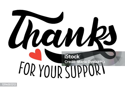 istock Thanks for your support hand lettering vector. Gratitude quotes and phrases for commercial or membership cards, banners, posters. 1314051212