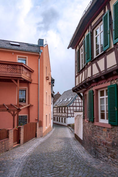 istock Historic architecture along a stone lined back street in Rudesheim, Germany 1314051233