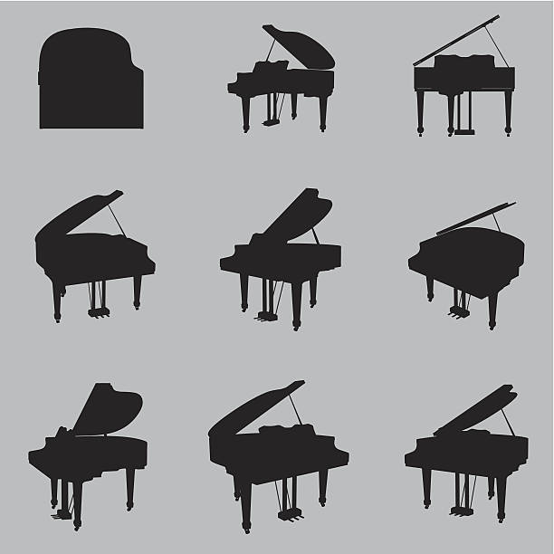 силуэт набор векторных пианино - frederic chopin stock illustrations