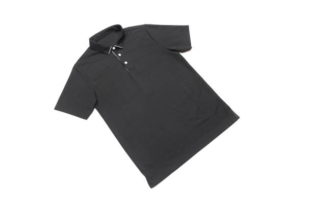 istock Blank black polo shirt with three white buttons. 1314051876