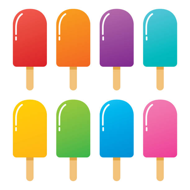 illustrazioni stock, clip art, cartoni animati e icone di tendenza di otto ghiaccioli lucidi - creamsicle
