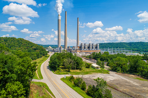 Aerial View of Coal Fired Power Plant on the Ohio River