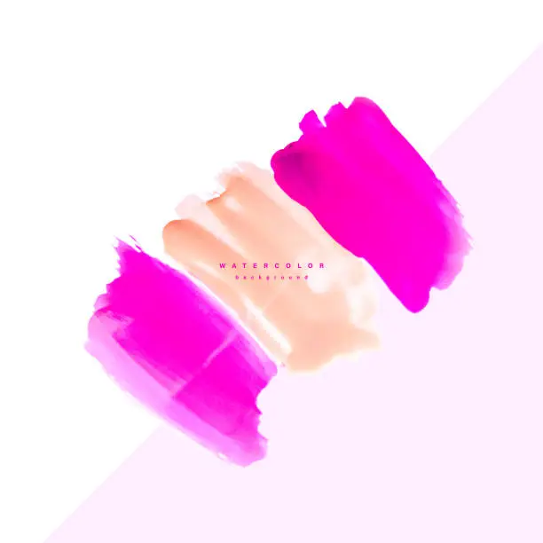 Vector illustration of Vector colored cosmetic background with nail polish grunge, make-up composition with smear smudge, art painting, glossy colors texture, make up design background, art brush strokes