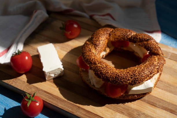 istock Turkish bagel with cheese, tomato 1314060555