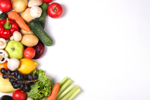 istock Set of different fresh vegetables on a white background top view. 1314060557